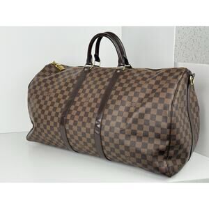 Louis Vuitton Keepall Boston Duffle 55 Damier Ebene Brown Canvas